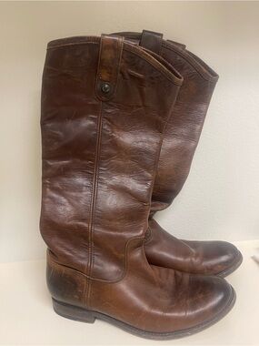 Frye Vintage Melissa Dark Brown Leather Mid-Calf Heeled Boots Size 7